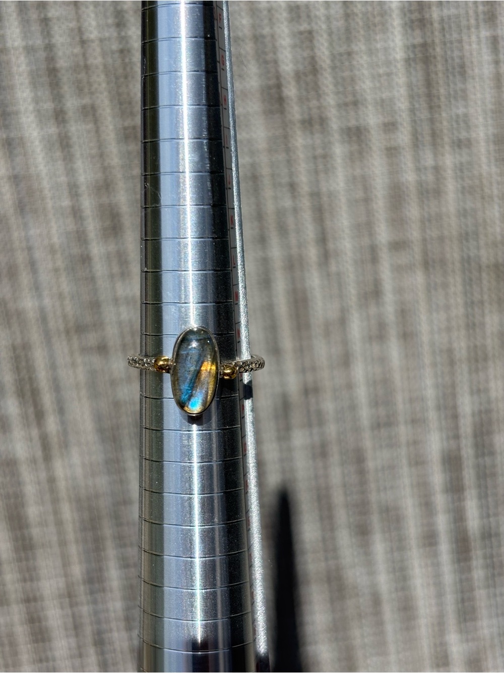 Sterling Silver Labradorite Ring - Blue Flash with gold plated accents size 7.25 - Picture 4 of 8